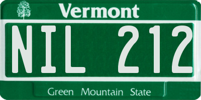 VT license plate NIL212