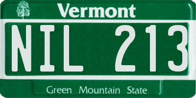 VT license plate NIL213