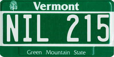 VT license plate NIL215