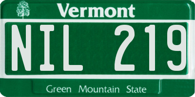 VT license plate NIL219