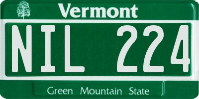 VT license plate NIL224