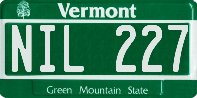VT license plate NIL227