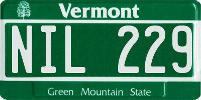 VT license plate NIL229
