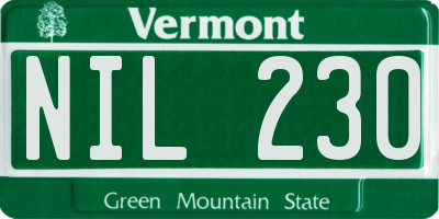 VT license plate NIL230
