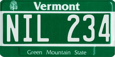 VT license plate NIL234