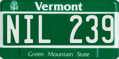 VT license plate NIL239