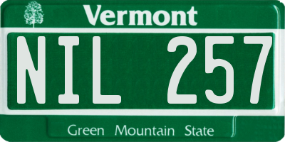 VT license plate NIL257