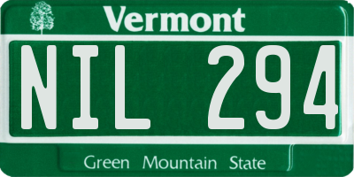 VT license plate NIL294