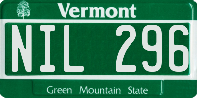VT license plate NIL296
