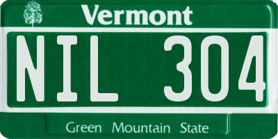VT license plate NIL304