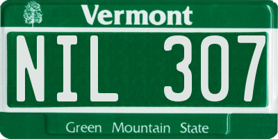VT license plate NIL307