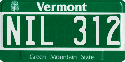 VT license plate NIL312