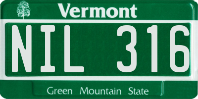 VT license plate NIL316