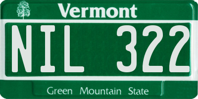 VT license plate NIL322