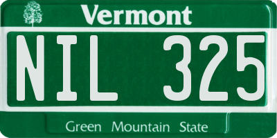 VT license plate NIL325