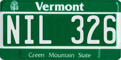 VT license plate NIL326