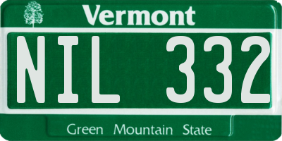 VT license plate NIL332