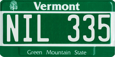 VT license plate NIL335