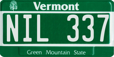 VT license plate NIL337