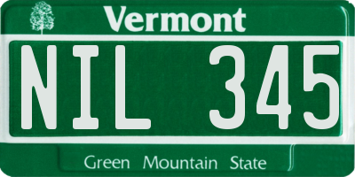 VT license plate NIL345