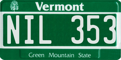 VT license plate NIL353