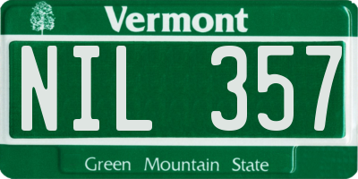 VT license plate NIL357