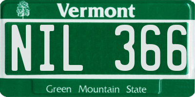 VT license plate NIL366