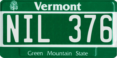 VT license plate NIL376
