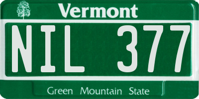 VT license plate NIL377