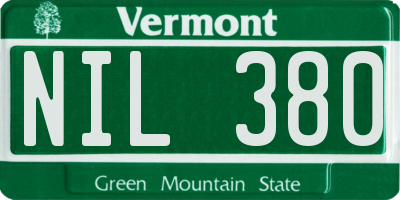 VT license plate NIL380