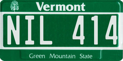 VT license plate NIL414