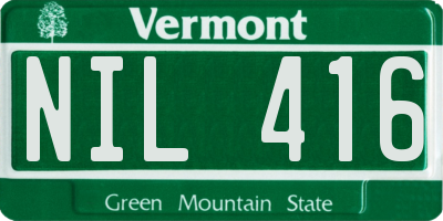 VT license plate NIL416