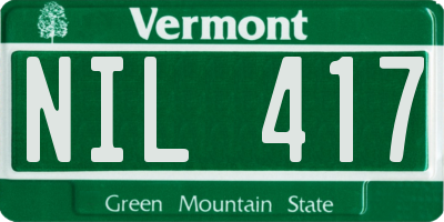 VT license plate NIL417