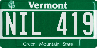 VT license plate NIL419