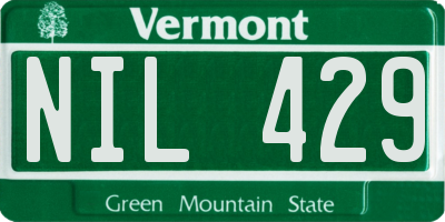 VT license plate NIL429