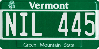 VT license plate NIL445