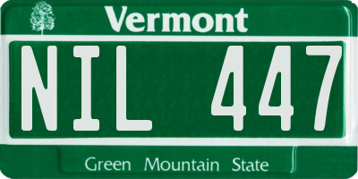 VT license plate NIL447