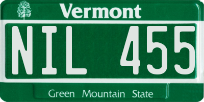 VT license plate NIL455