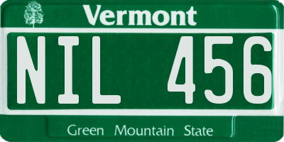 VT license plate NIL456