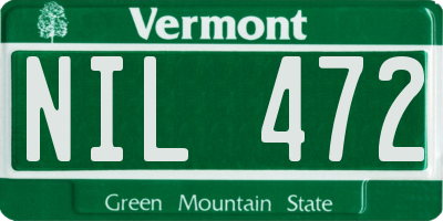 VT license plate NIL472
