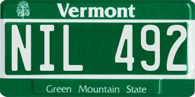 VT license plate NIL492