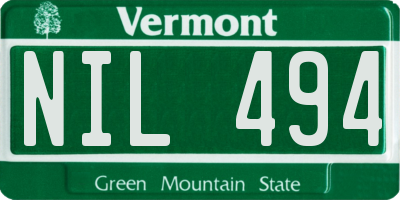 VT license plate NIL494