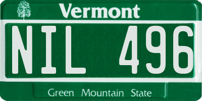 VT license plate NIL496