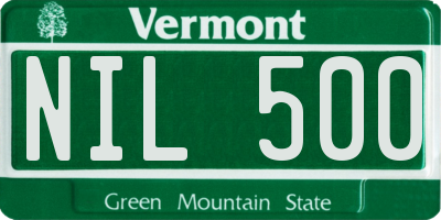 VT license plate NIL500