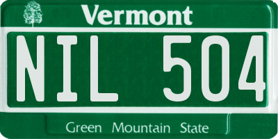 VT license plate NIL504