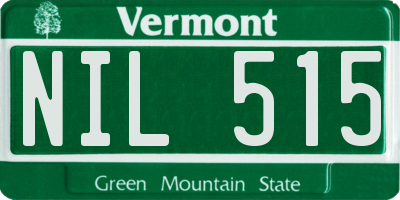 VT license plate NIL515