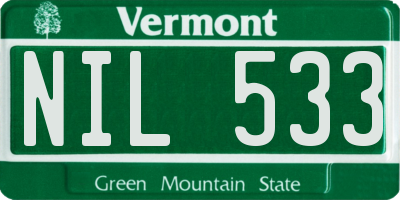 VT license plate NIL533