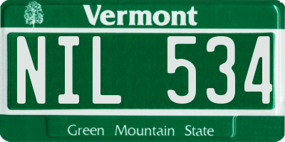 VT license plate NIL534