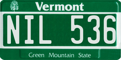VT license plate NIL536