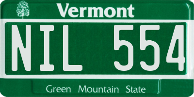 VT license plate NIL554
